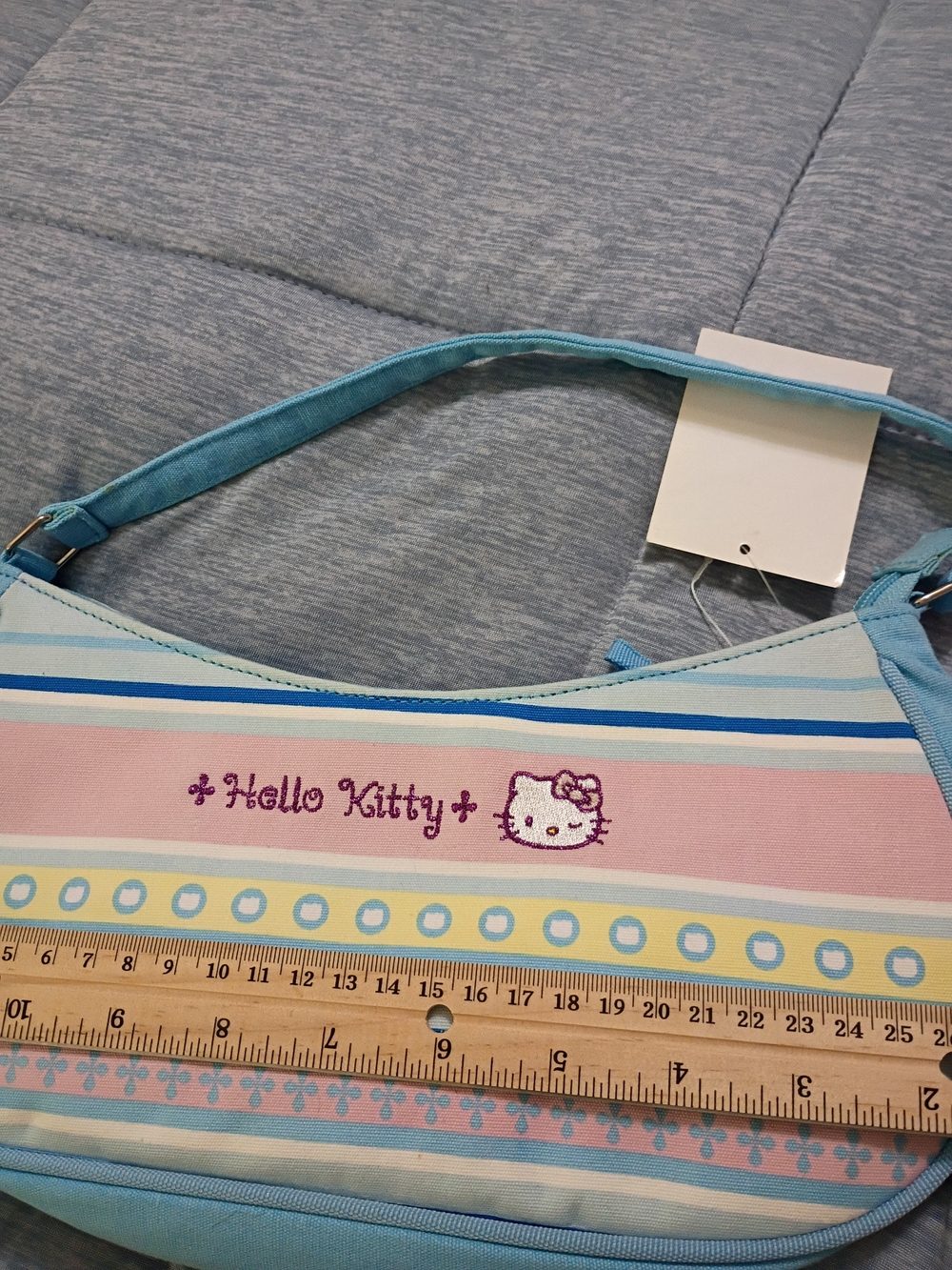 Vintage 2004 Hello Kitty Blue & Pink Striped  Shoulder Bag